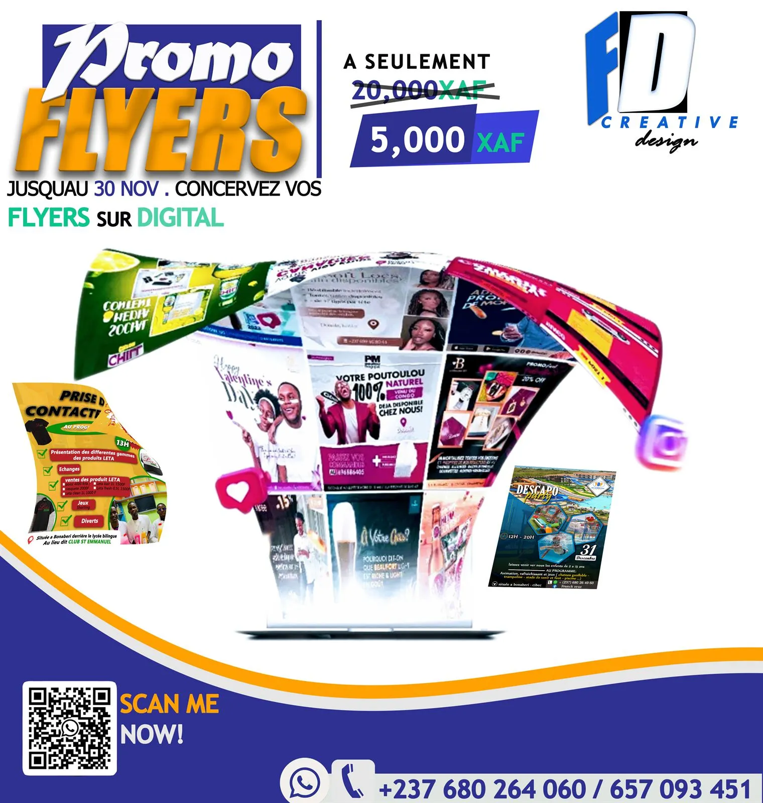 Flyer promotionnel avec exemples de réalisations